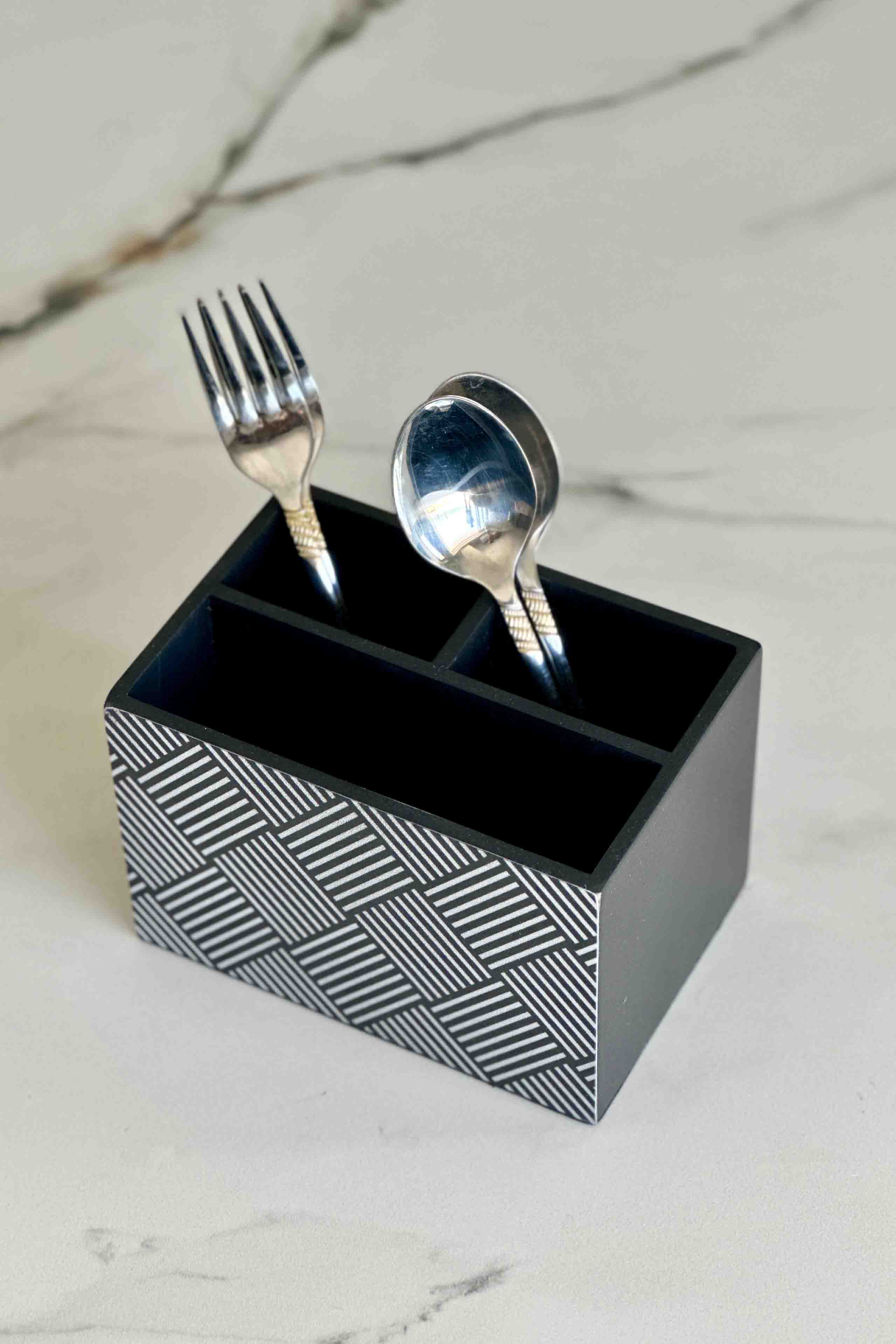 Monochrome Striped Cutlery Holder