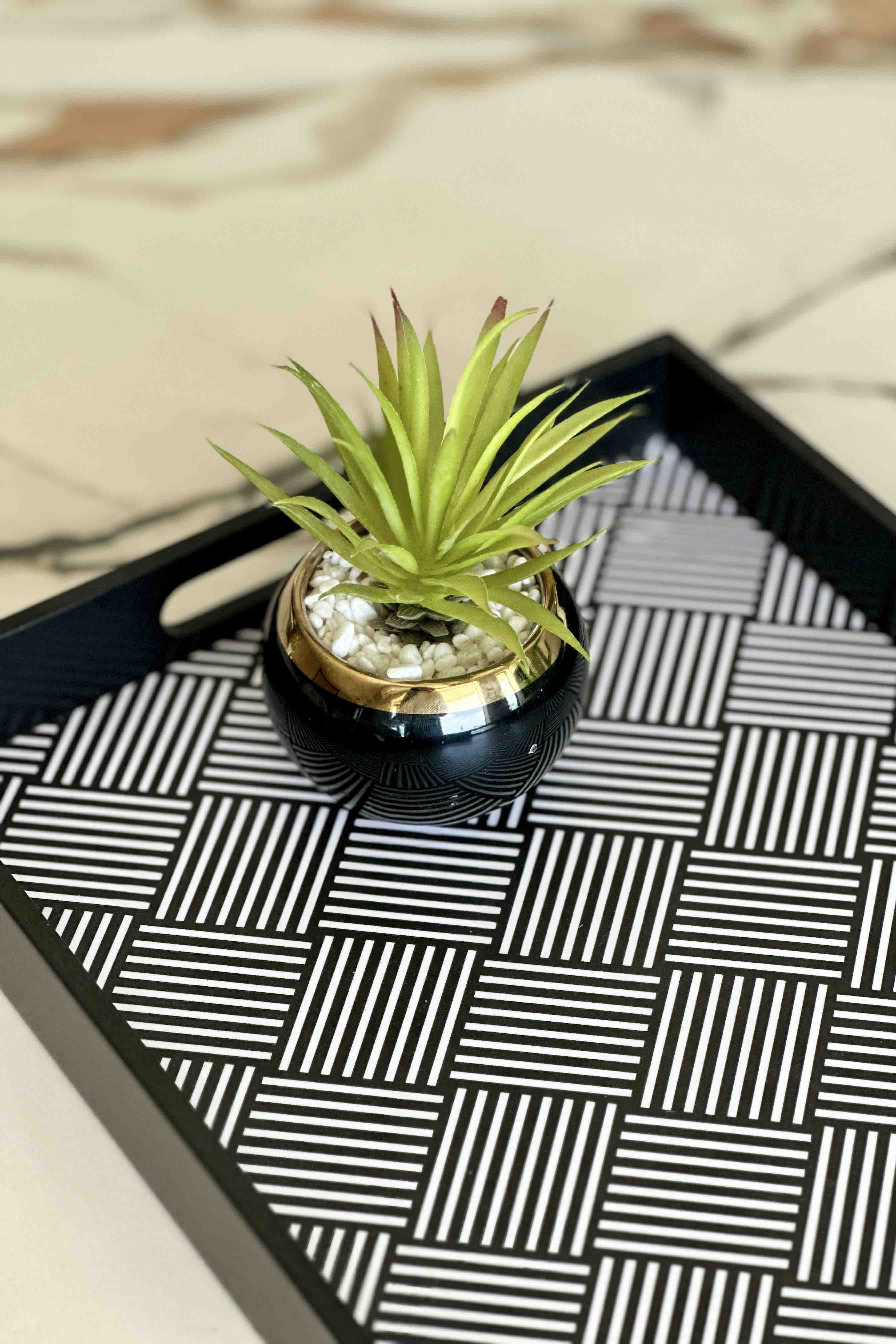 Monochrome Striped Serving Tray