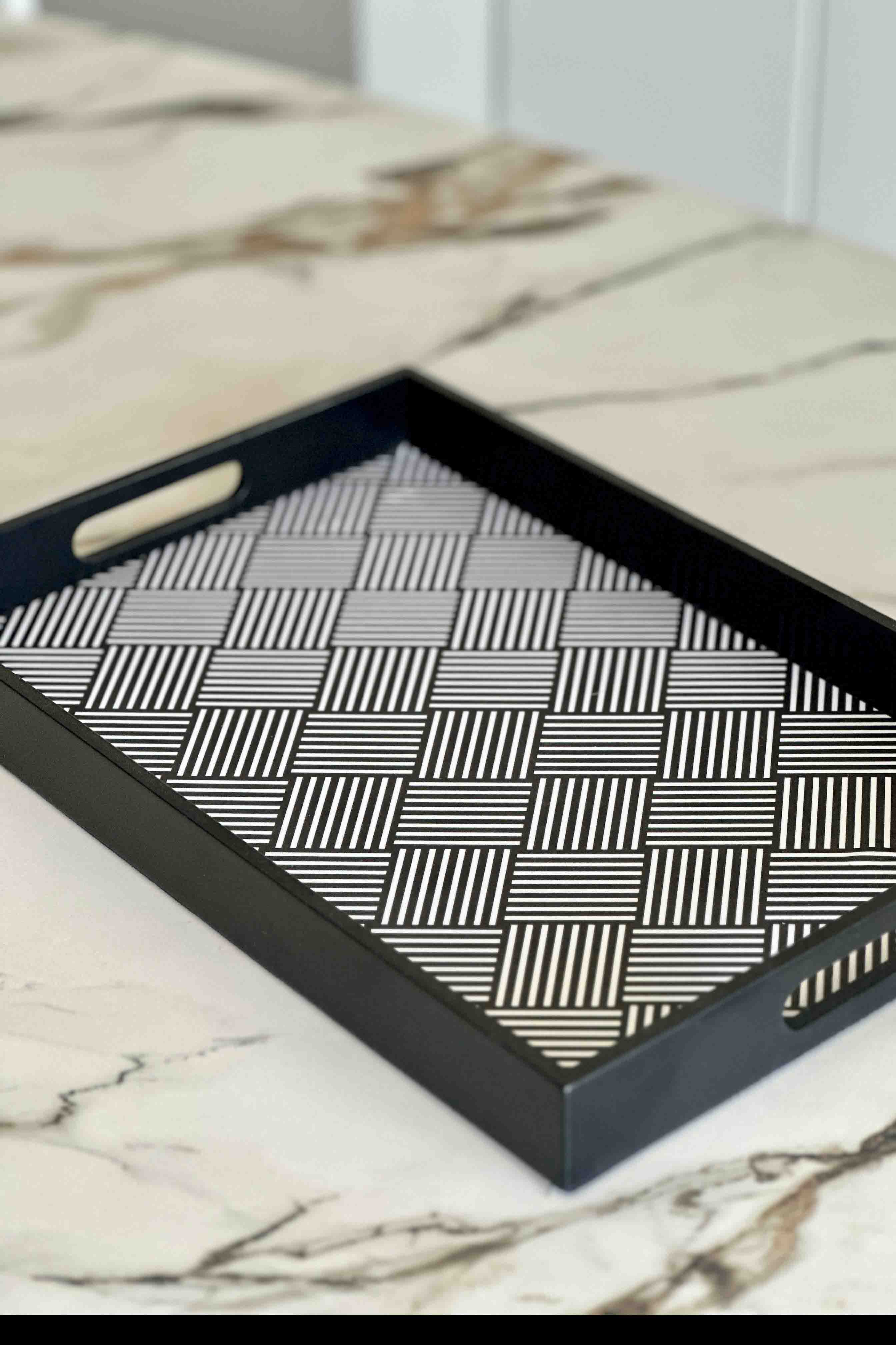 Monochrome Striped Serving Tray