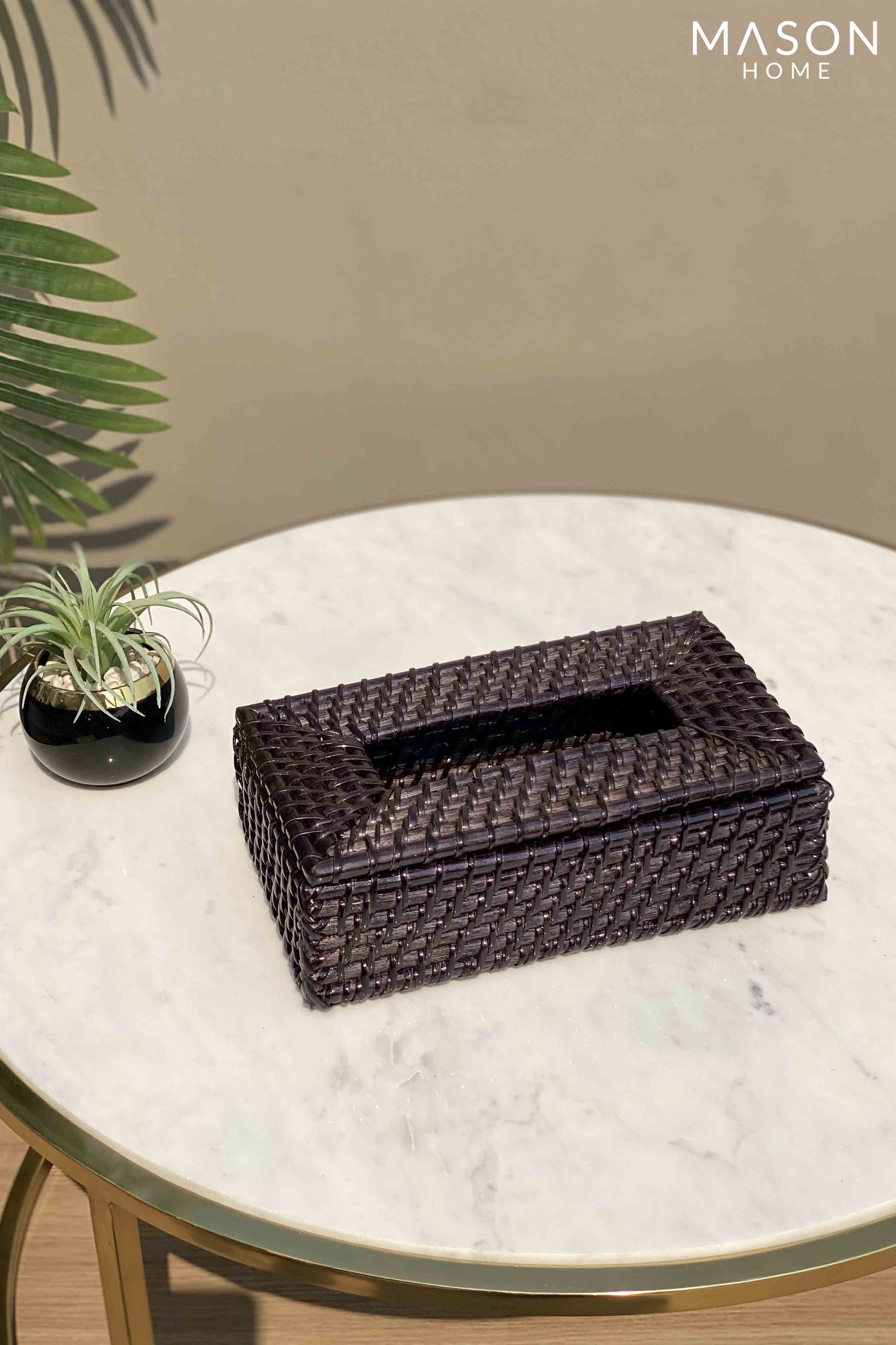 Kovo Rattan Tissue Box - Black