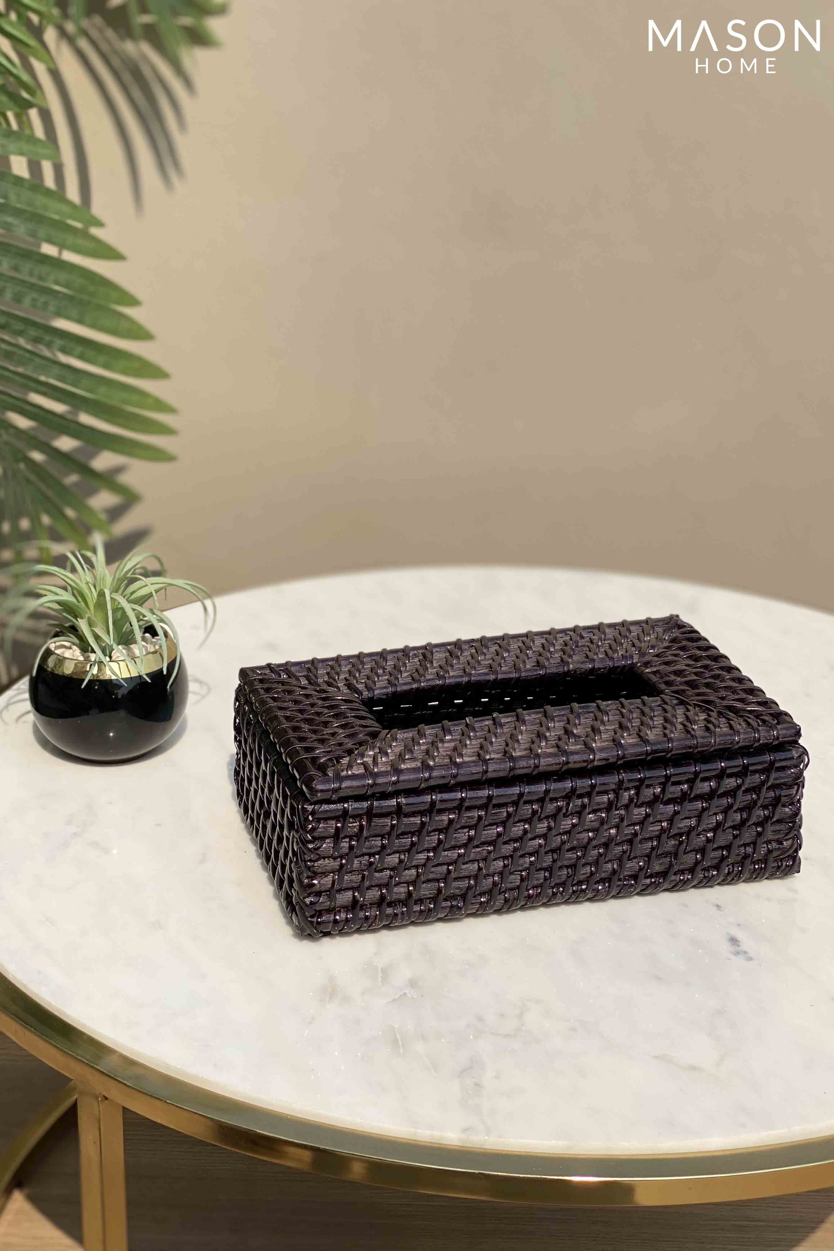 Kovo Rattan Tissue Box - Black