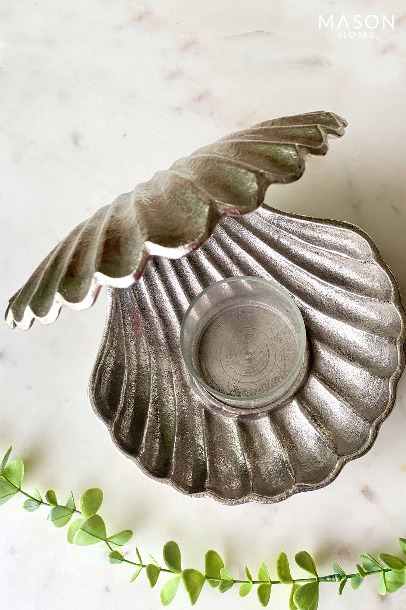 Ambrai Shell Candle Holder - Silver