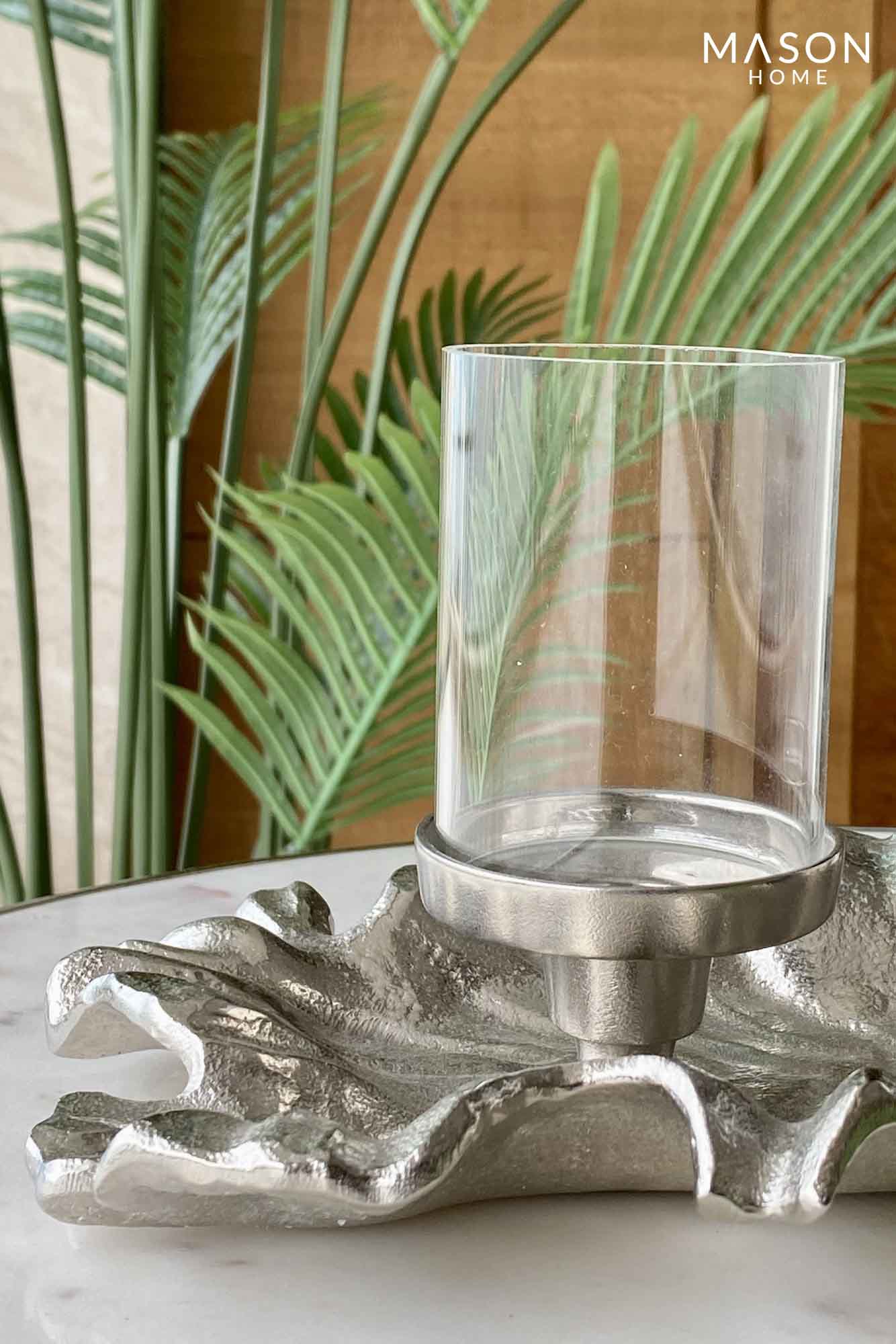 Ambrai Leaf Candle Holder - Silver