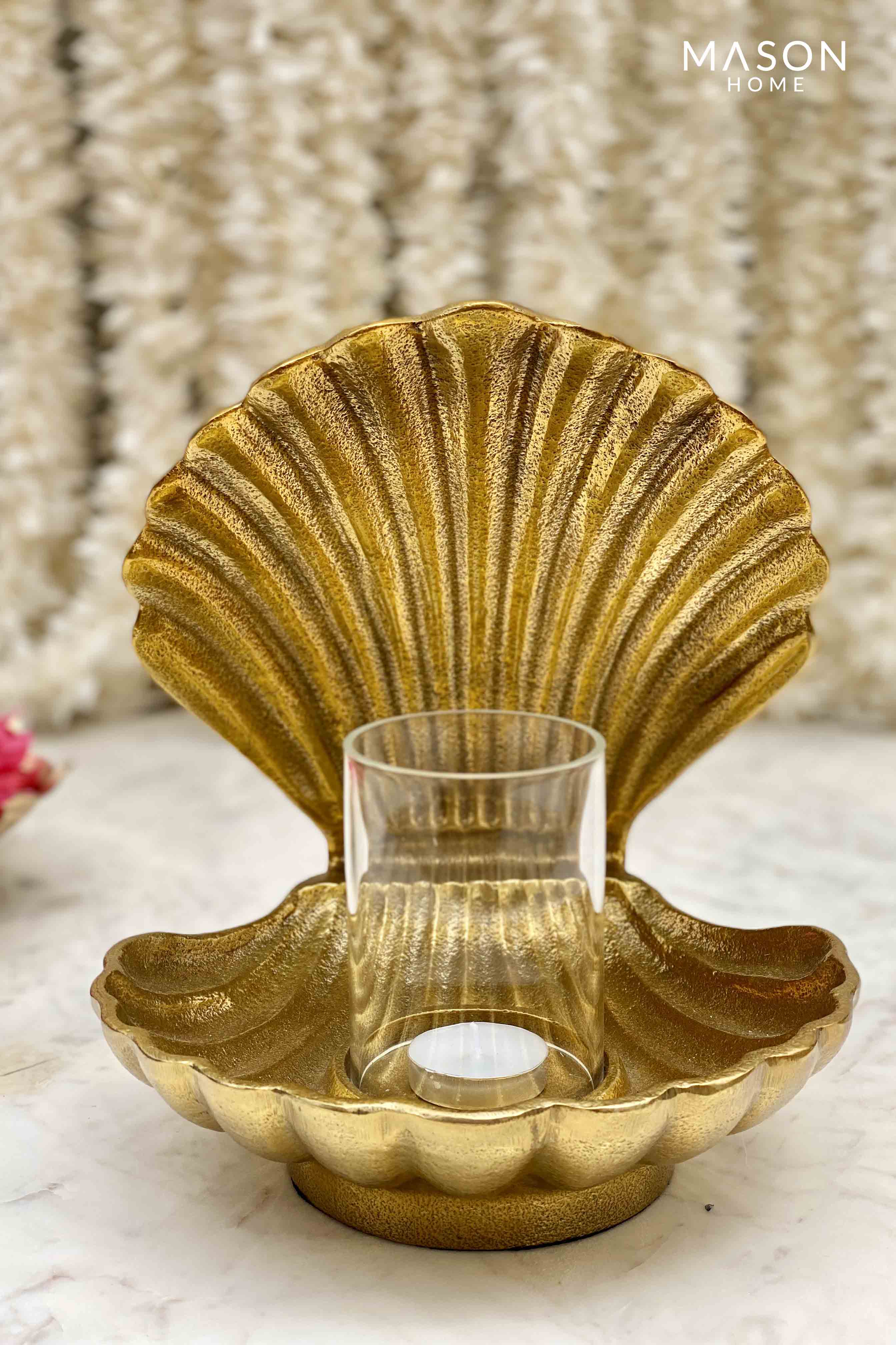 Ambrai Shell Candle Holder - Gold