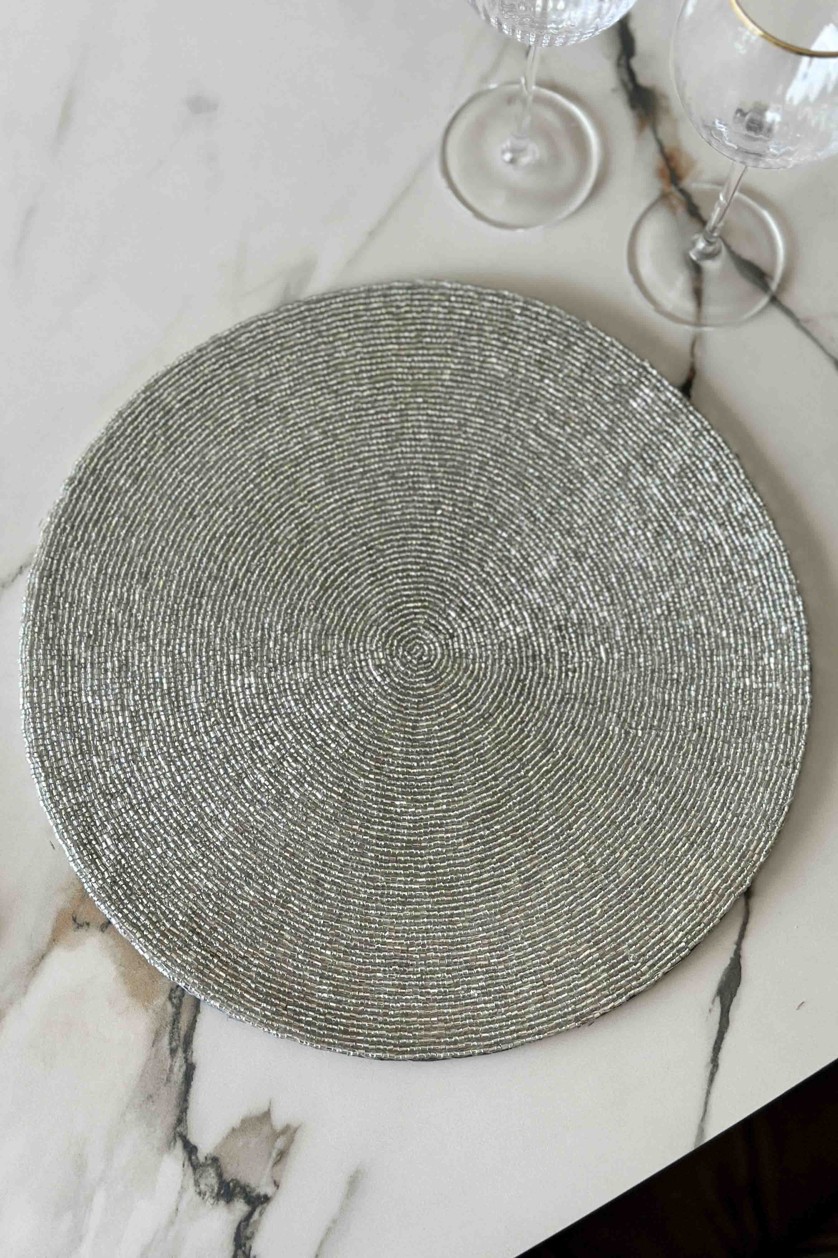 Regal Silver Beaded Placemat - Set Of 2
