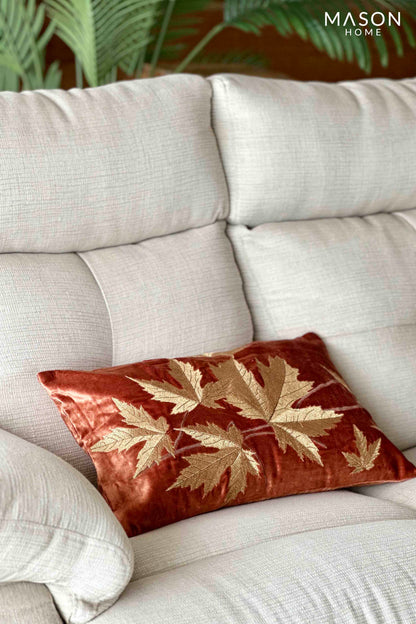 Burnt Orange Autumn Leaves Cushion Cover