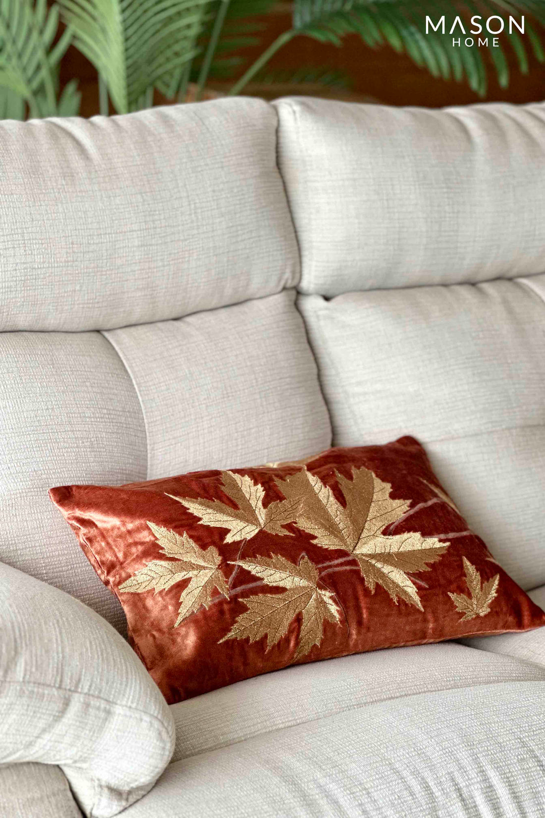 Burnt Orange Autumn Leaves Cushion Cover