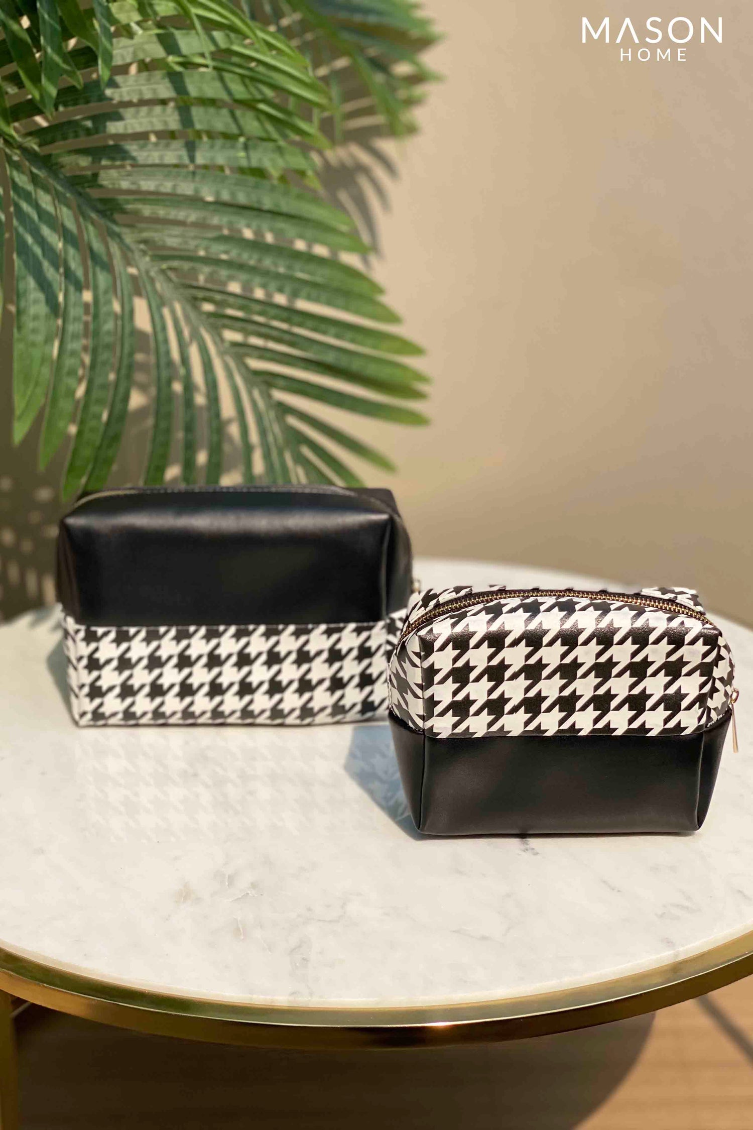 Houndstooth Travel Pouch - Set Of 2