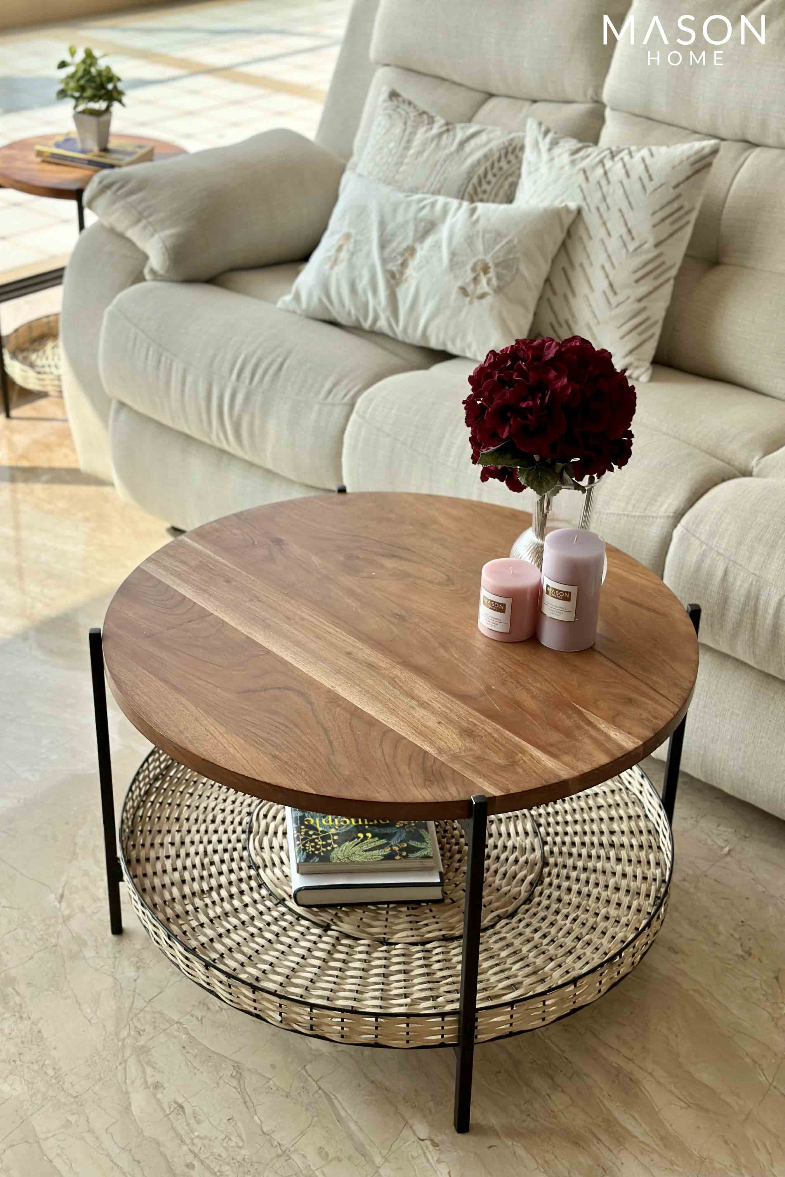 Manila Rattan &amp; Acacia Center Table