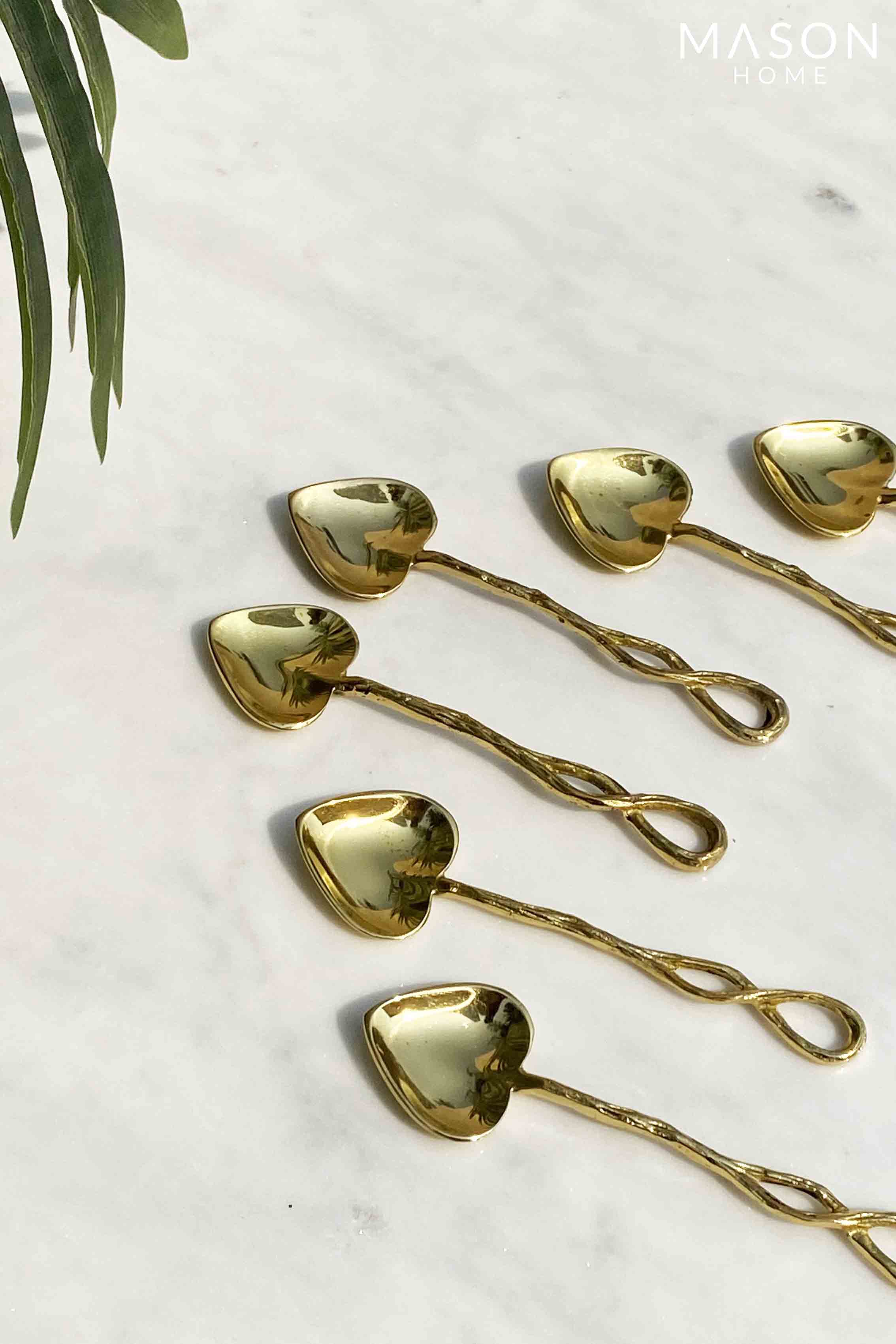 Gold Heart Dessert Spoon Set - Set Of 6
