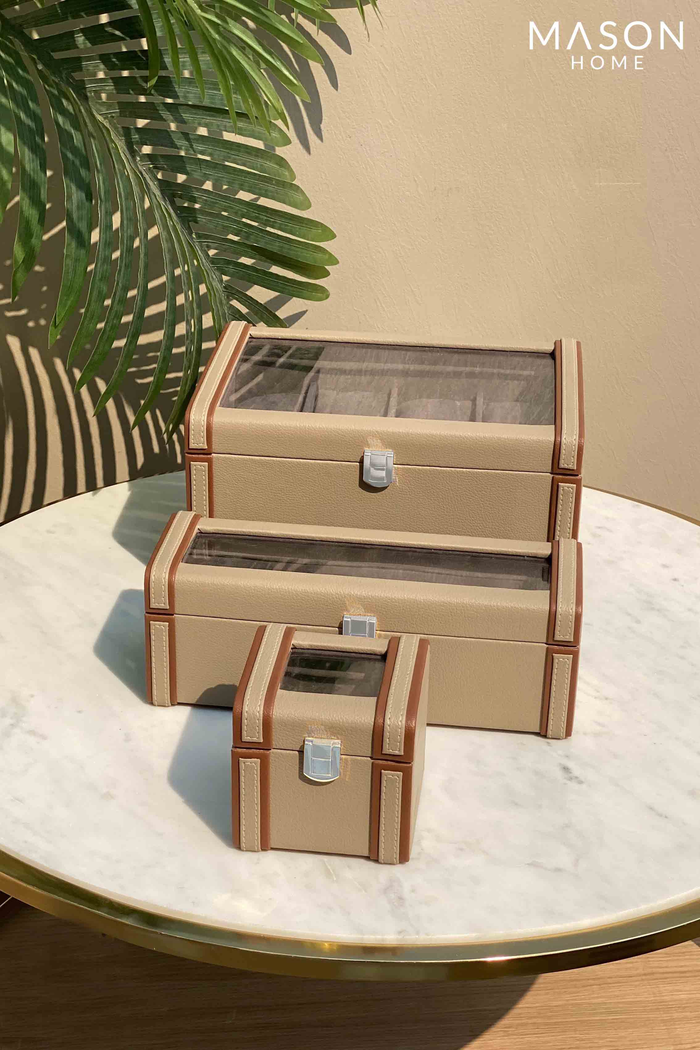 Naples Taupe Watch Box - 4 Slots