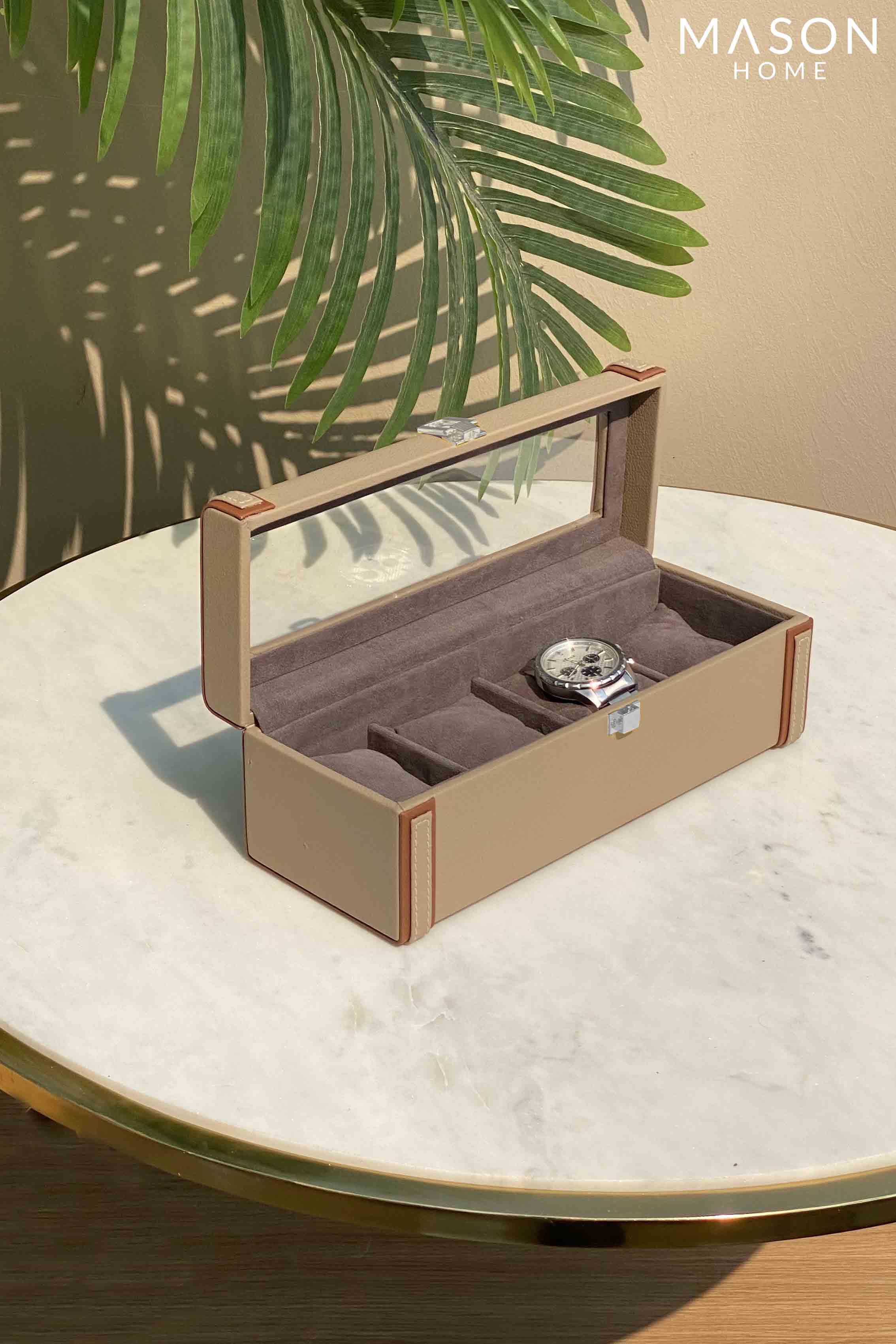 Naples Taupe Watch Box - 4 Slots