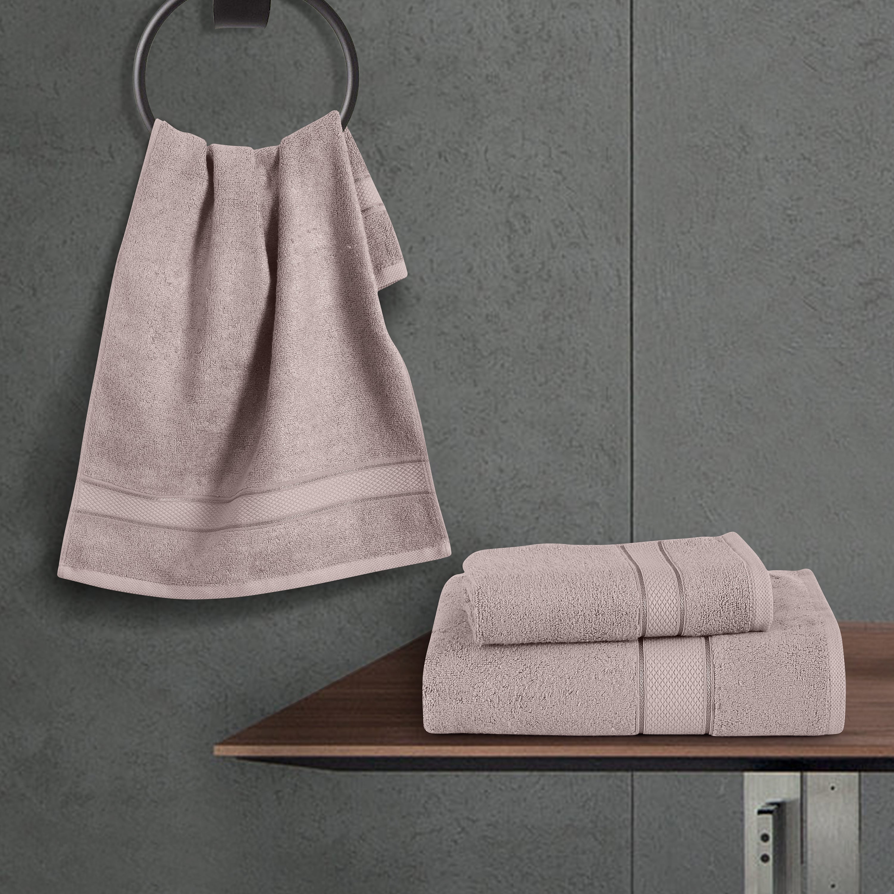 Beige - Bamboo Hand Towel - (Set Of 2)