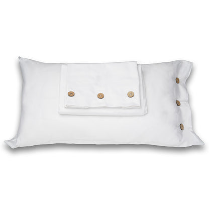 Buttoned Bedding Set - White