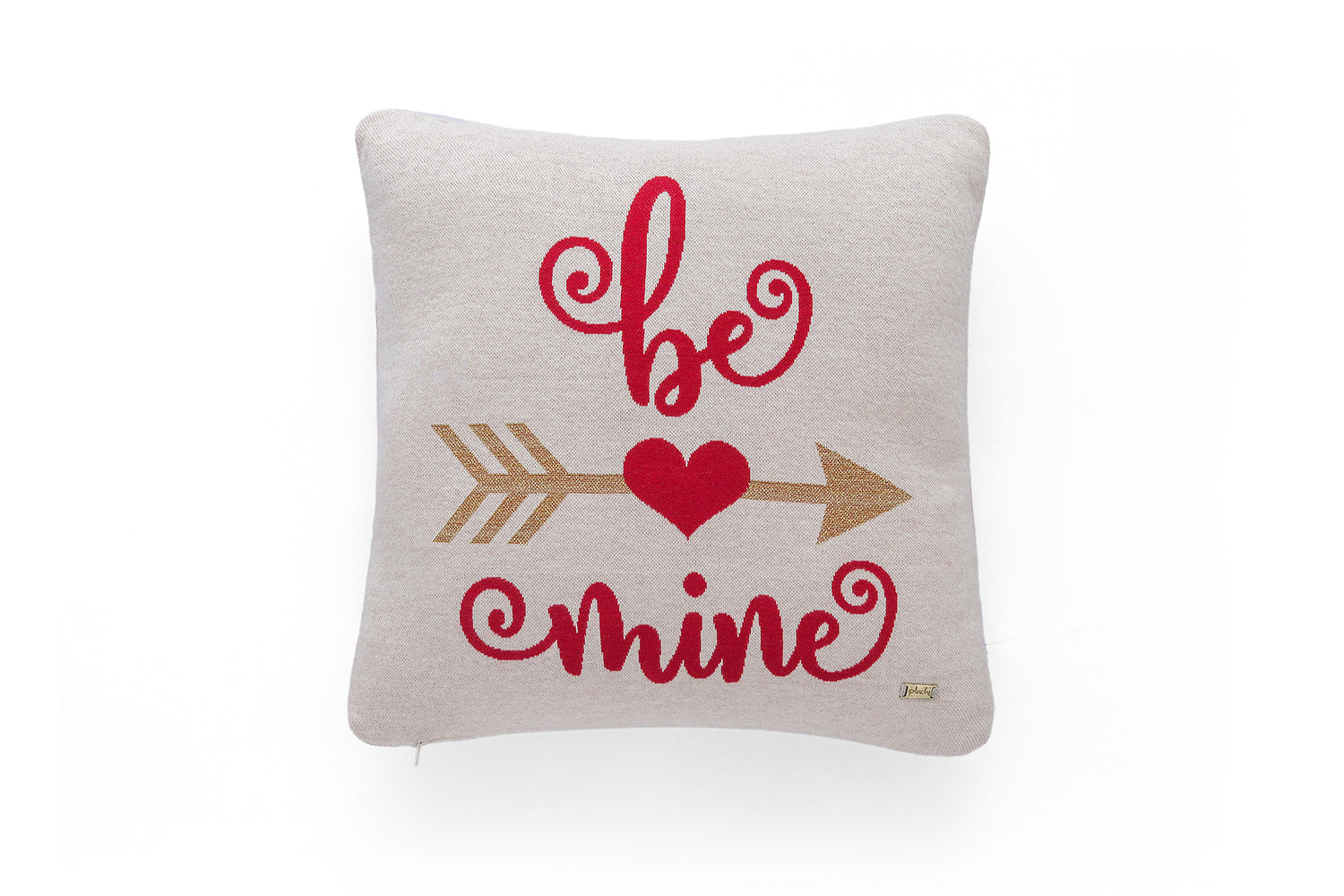 Be Mine - Cotton Knitted Cushion Cover (Natural &amp; Red Color)