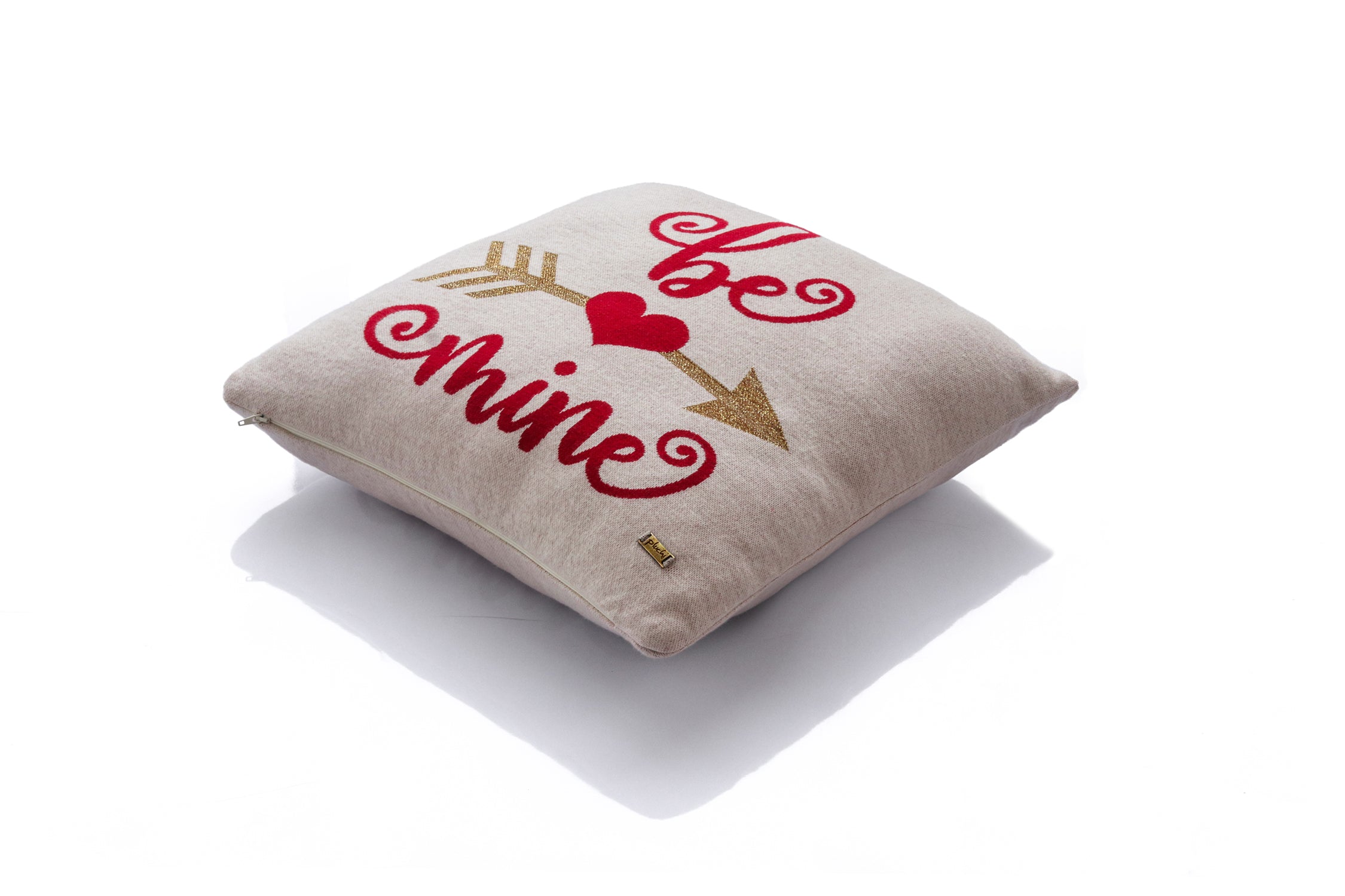 Be Mine - Cotton Knitted Cushion Cover (Natural &amp; Red Color)