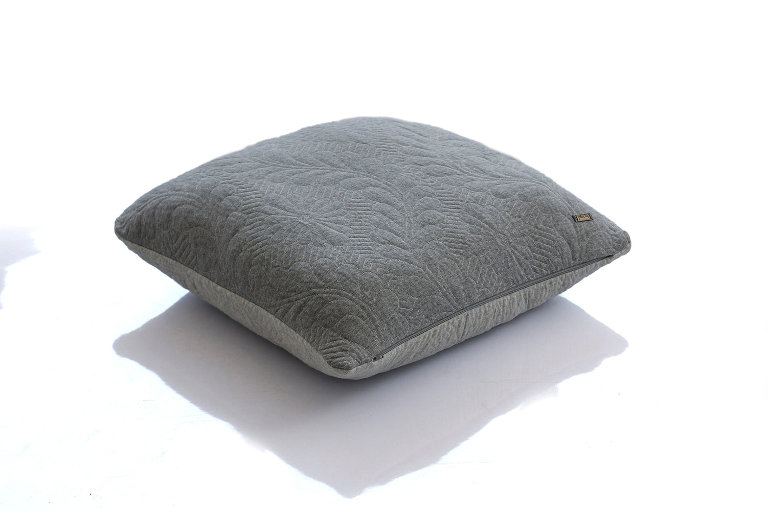 Flora - Cotton Knitted Decorative Cushion Cover  (Light Grey Melange &amp; Vanilla Grey Melange)