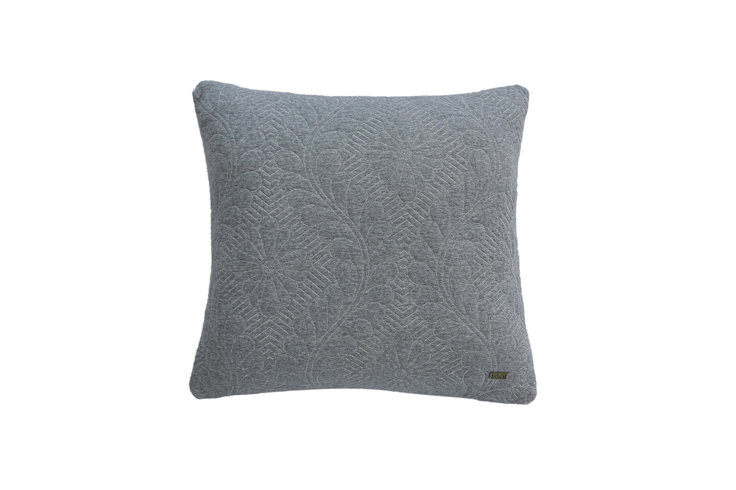 Flora - Cotton Knitted Decorative Cushion Cover  (Light Grey Melange &amp; Vanilla Grey Melange)