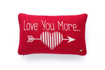Love You More - Cotton Knitted Cushion Cover (Red &amp; Natural Color)