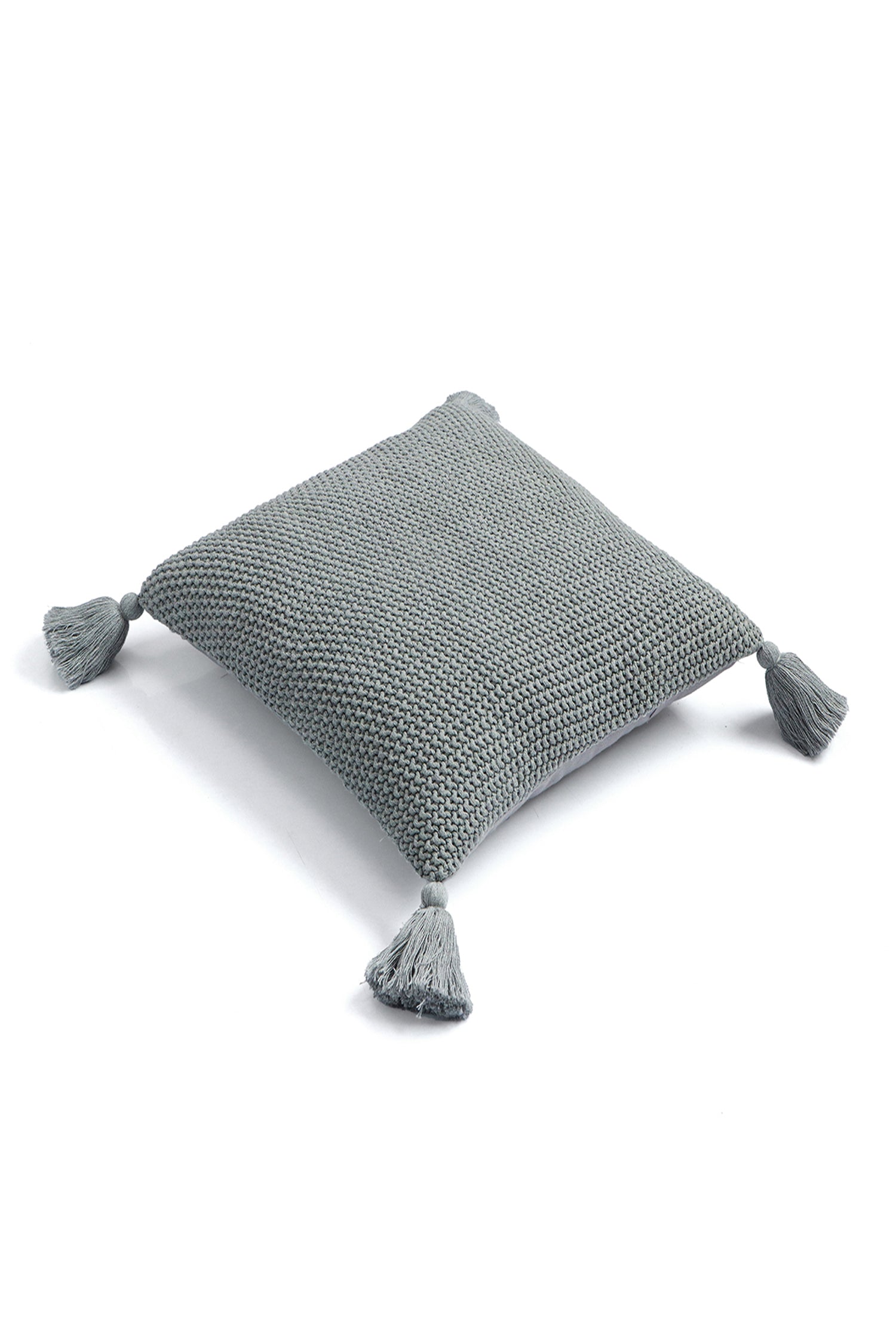 Moss Knitted Decorative Cushion cover (Light Grey Melange)