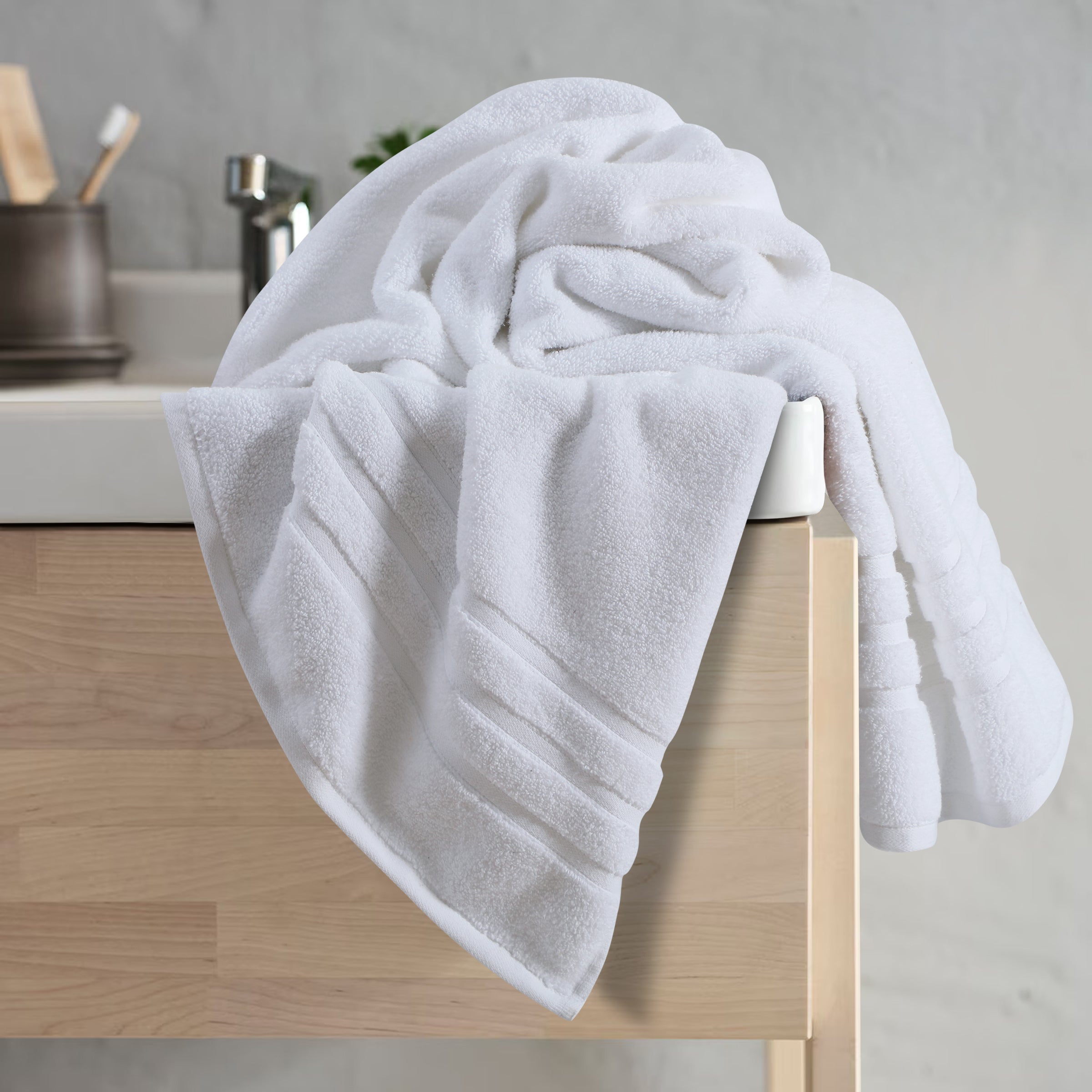 White - Zero Twist Hand Towel - (Set Of 2)