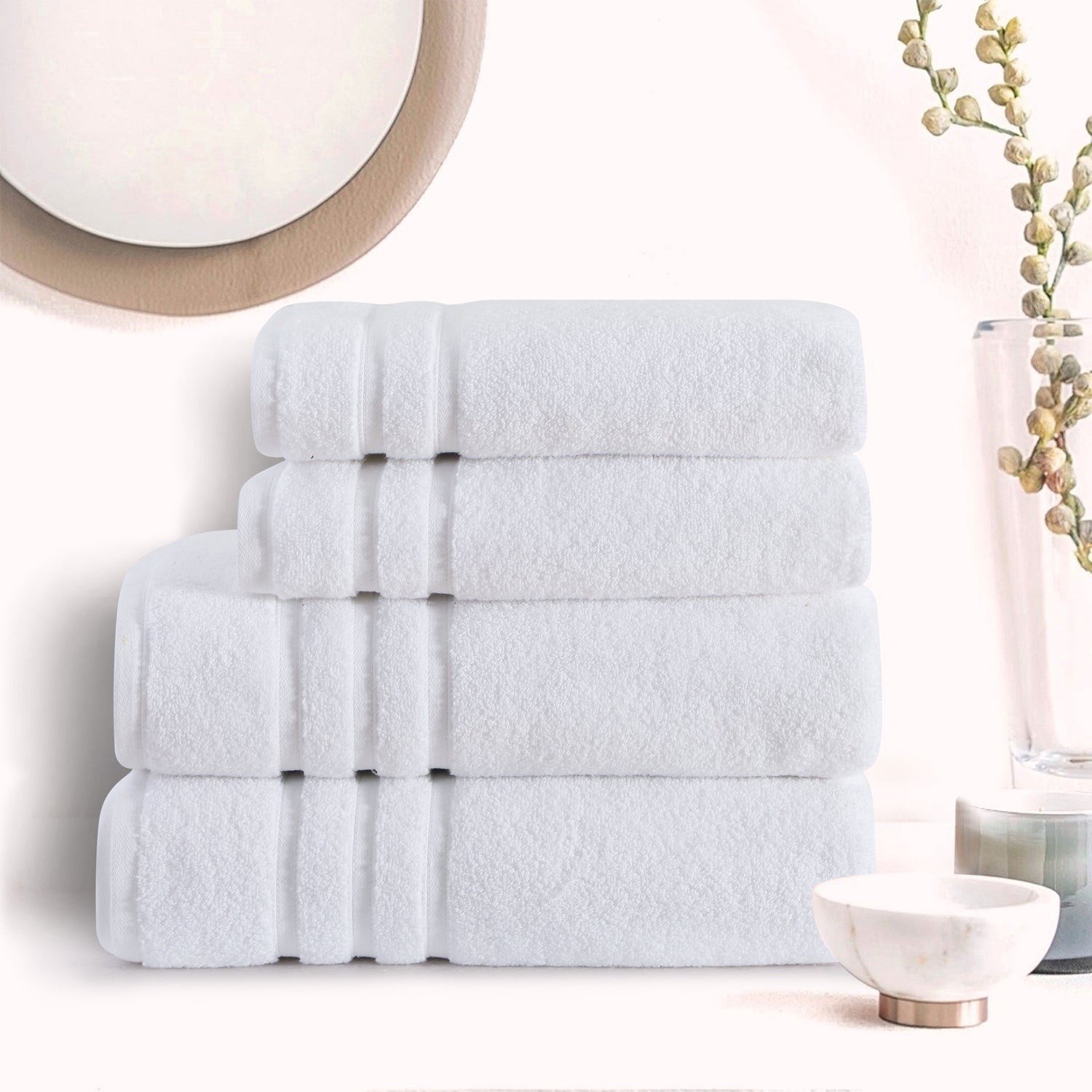 White - Zero Twist Hand Towel - (Set Of 2)