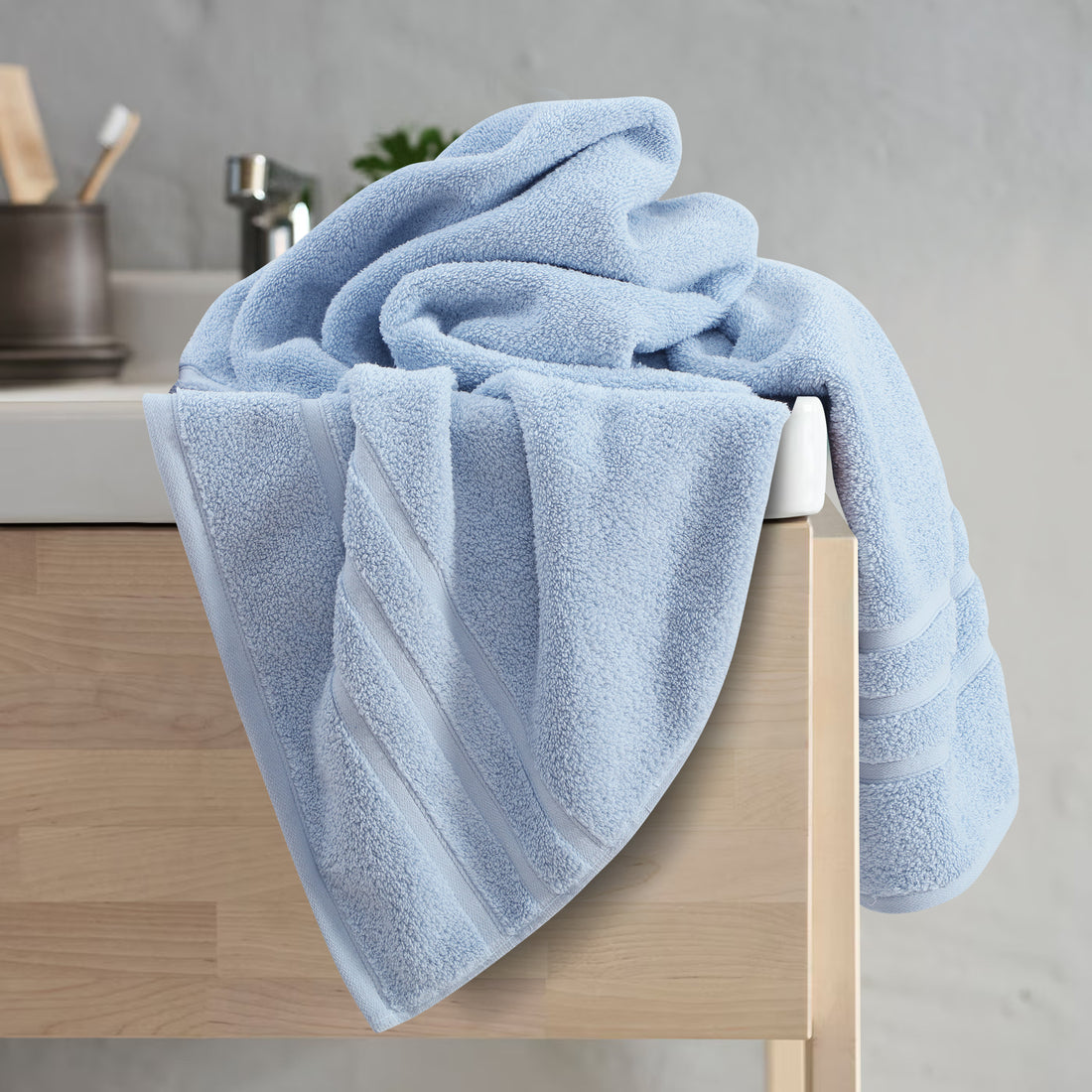 Sky Blue - Zero Twist Hand Towel - (Set Of 2)