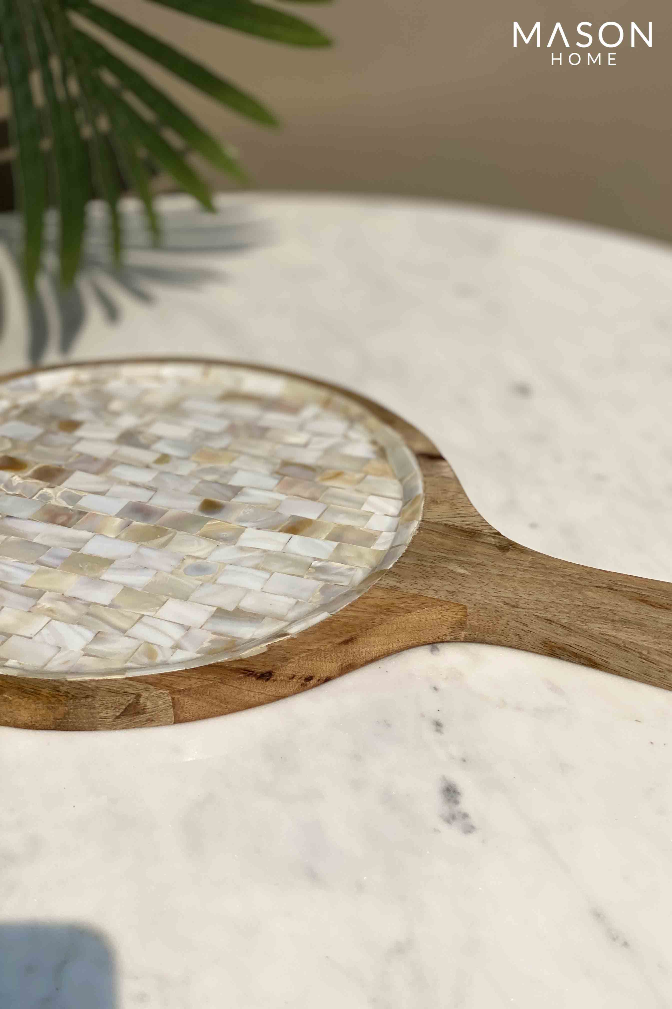 Mother Of Pearl Wooden Platter