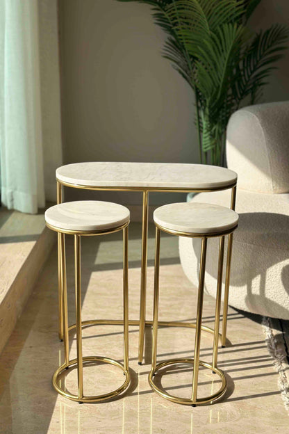 Oxford Marble Oval Table (Set Of 3)