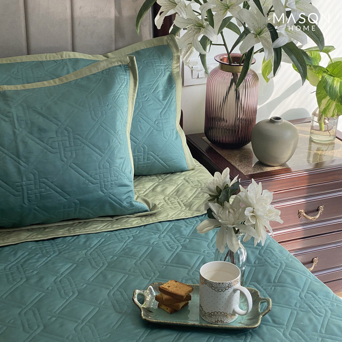 Gizmo Turquoise Lime Green Bedspread