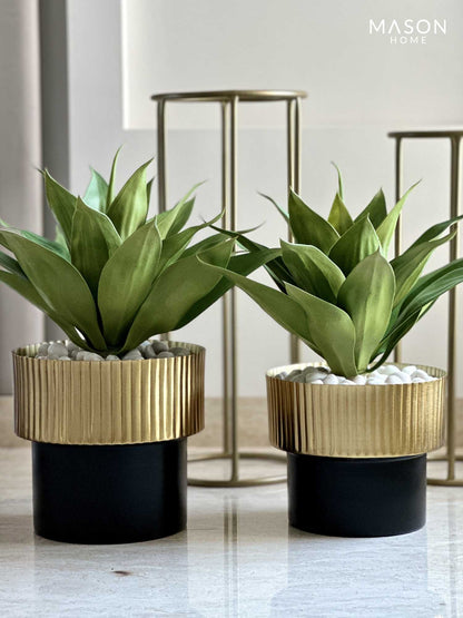 Brooklyn Fluted Gold &amp; Black Planter  (Set of 2)