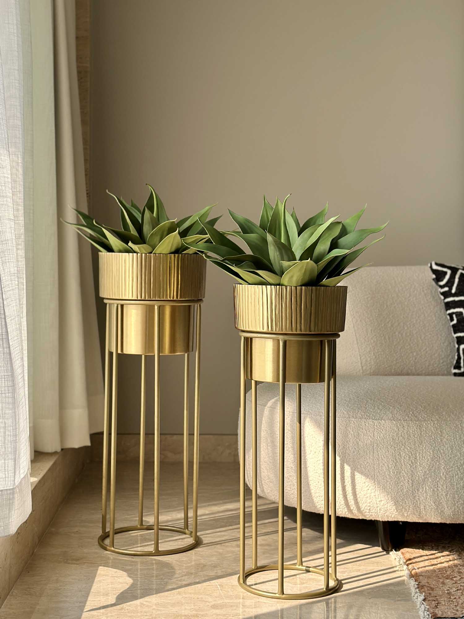 Brooklyn Fluted Gold Planter  (Set of 2)