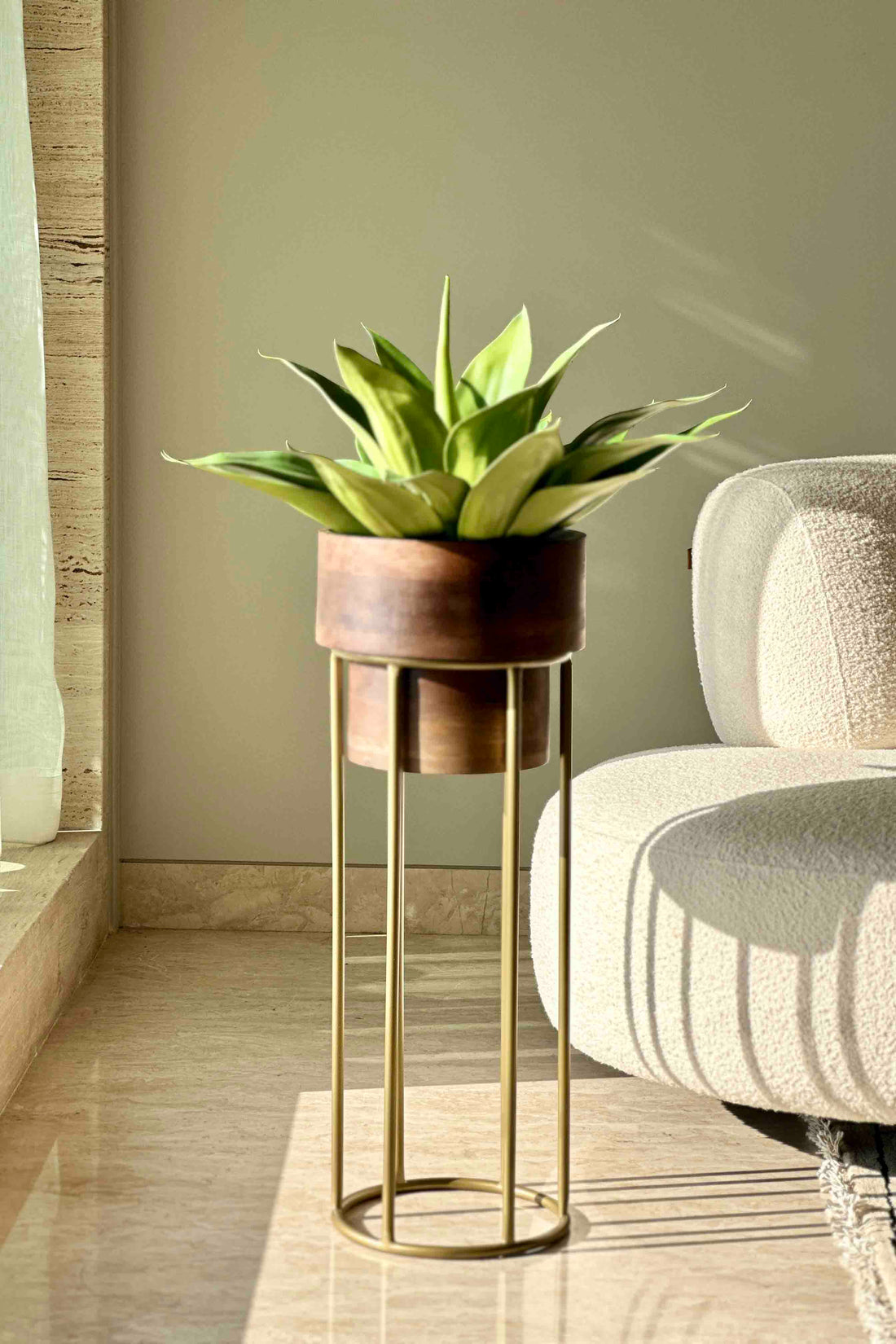 Vienna Wooden Planter With Gold Stand - Small