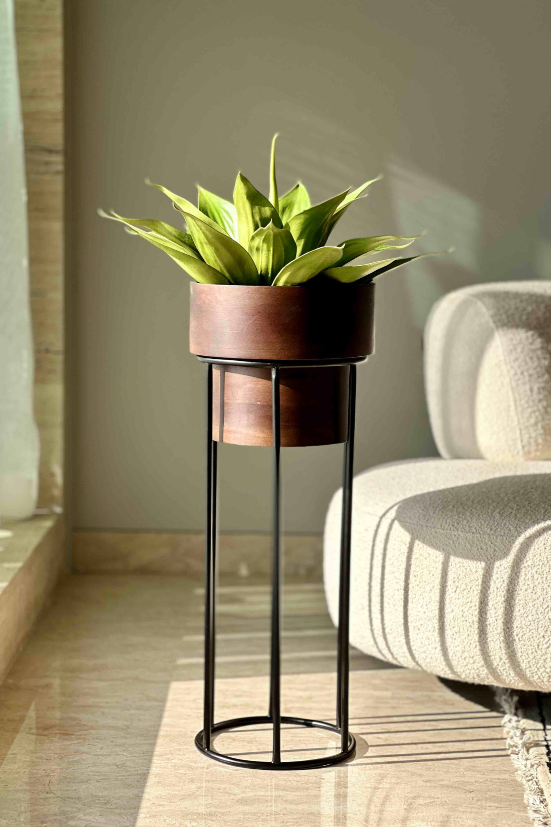 Vienna Wooden Planter With Black Stand - Large