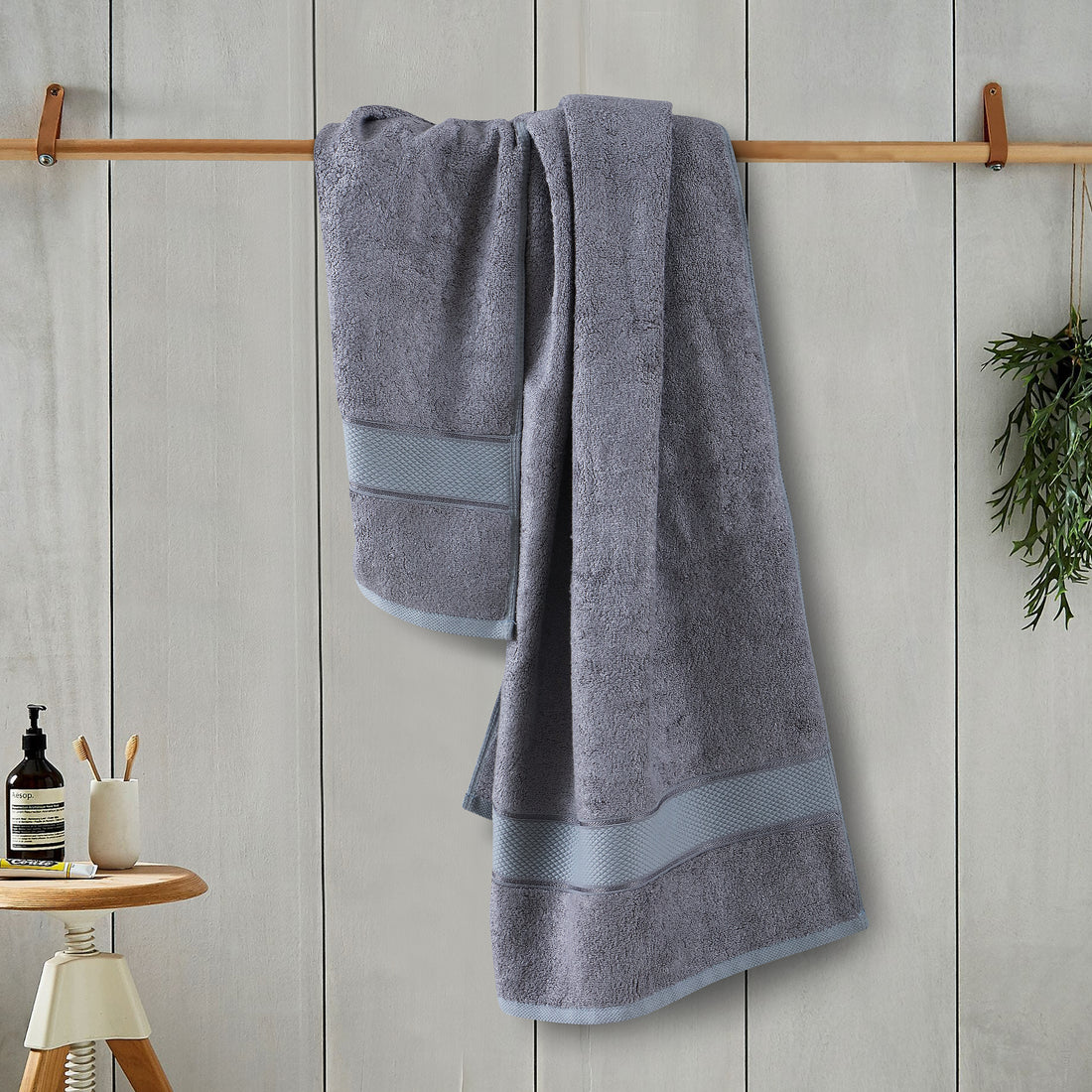 Grey - Bamboo Hand Towel - (Set Of 2)