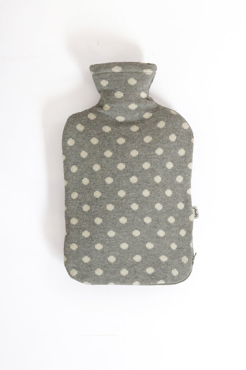 Dottie - Grey &amp; Natural Knitted Hot Water Bottle Cover