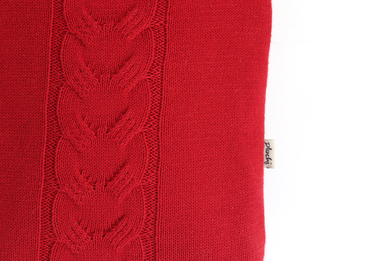 Cable Knit With Collar - Red &amp; Natural Knitted Hot Water Bottle Cover