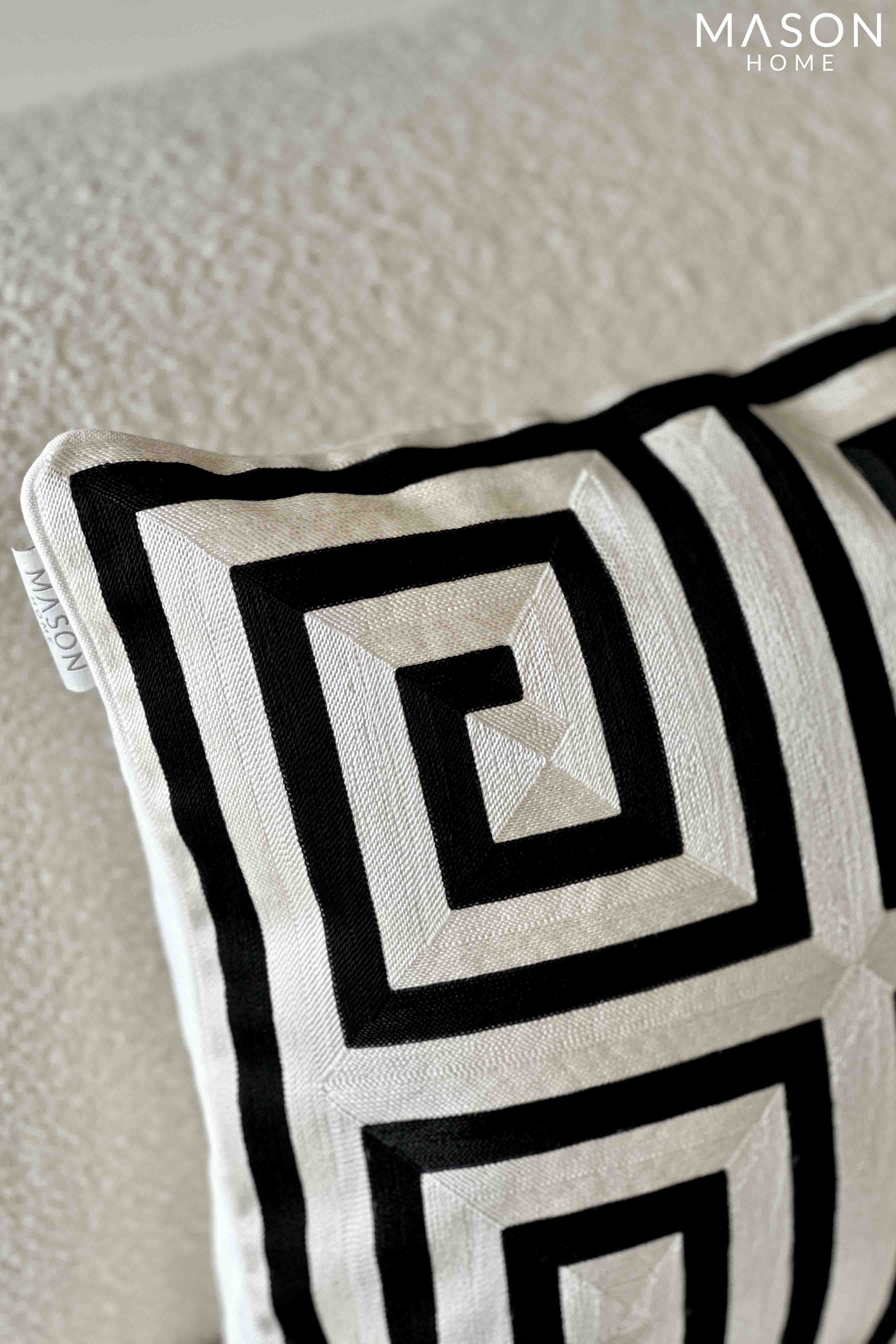 Monochrome Embroidered Cushion Cover