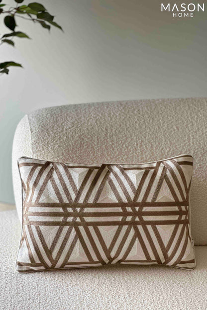 Kaleidoscopic Embroidered Lumbar Cushion Cover