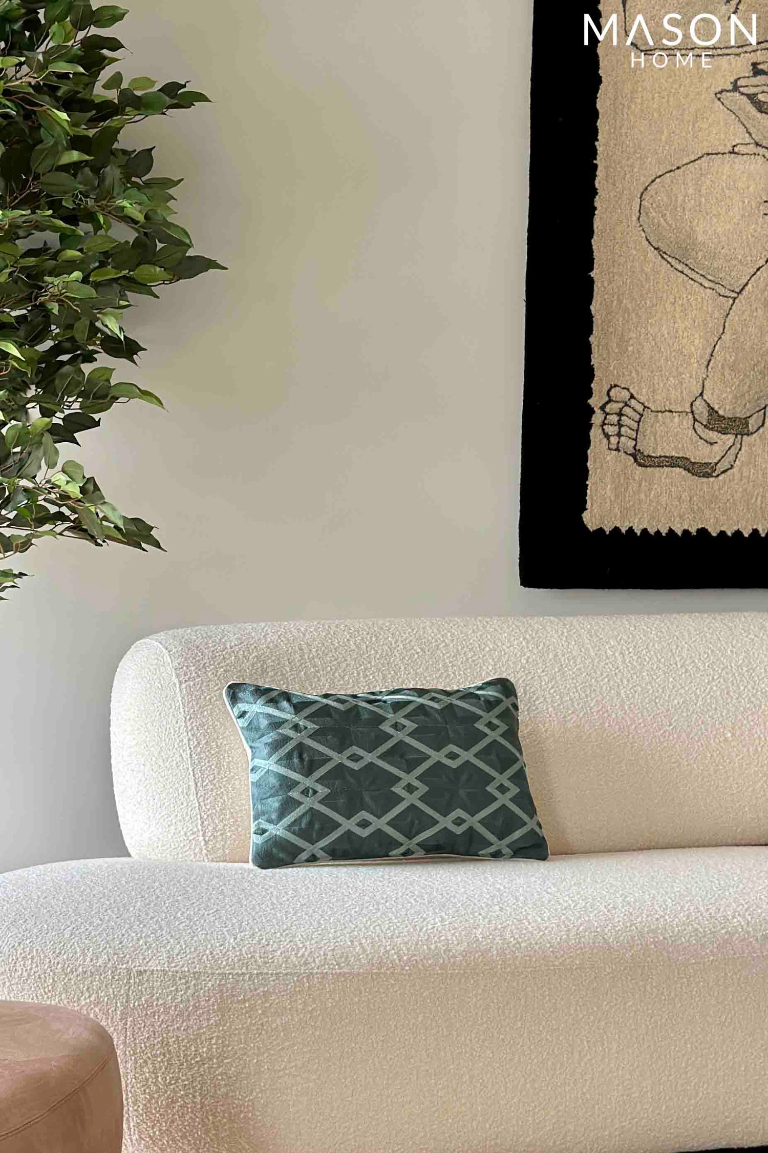 Geometric Embroidered Lumbar Cushion Cover