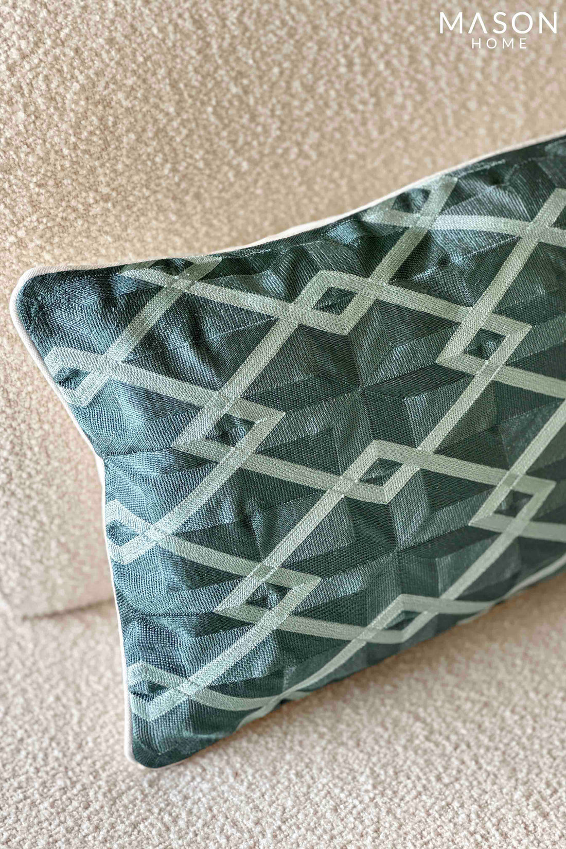 Geometric Embroidered Lumbar Cushion Cover