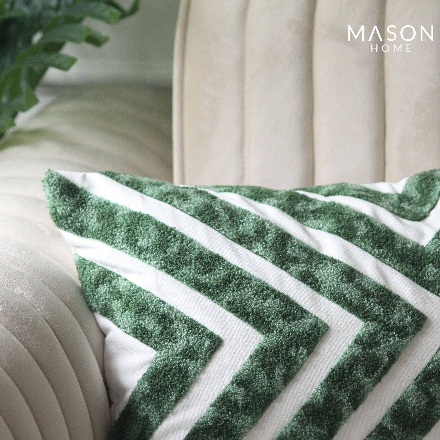 Green Chevron Cushion Cover