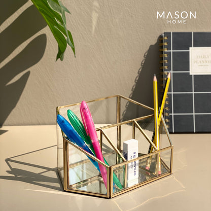 Milan Mirror Glass Desk Organiser
