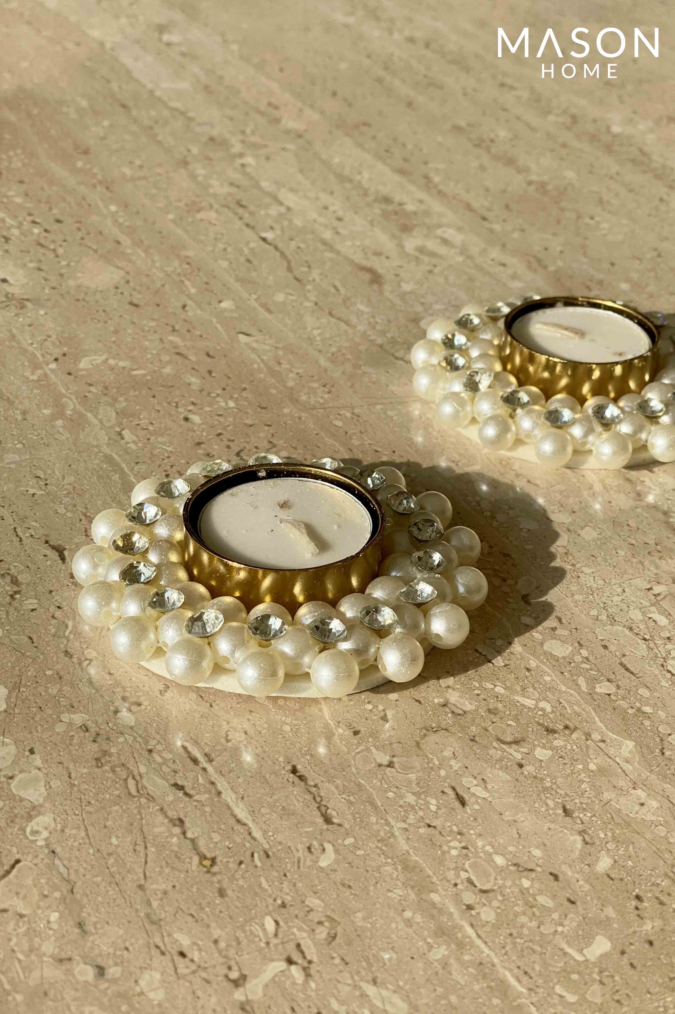 Pearl Diya Set Of 2 Mason Home By Amarsons Lifestyle Decor pearl-diya-set-of-2-mason-home-by-amarsons-lifestyle-decor
