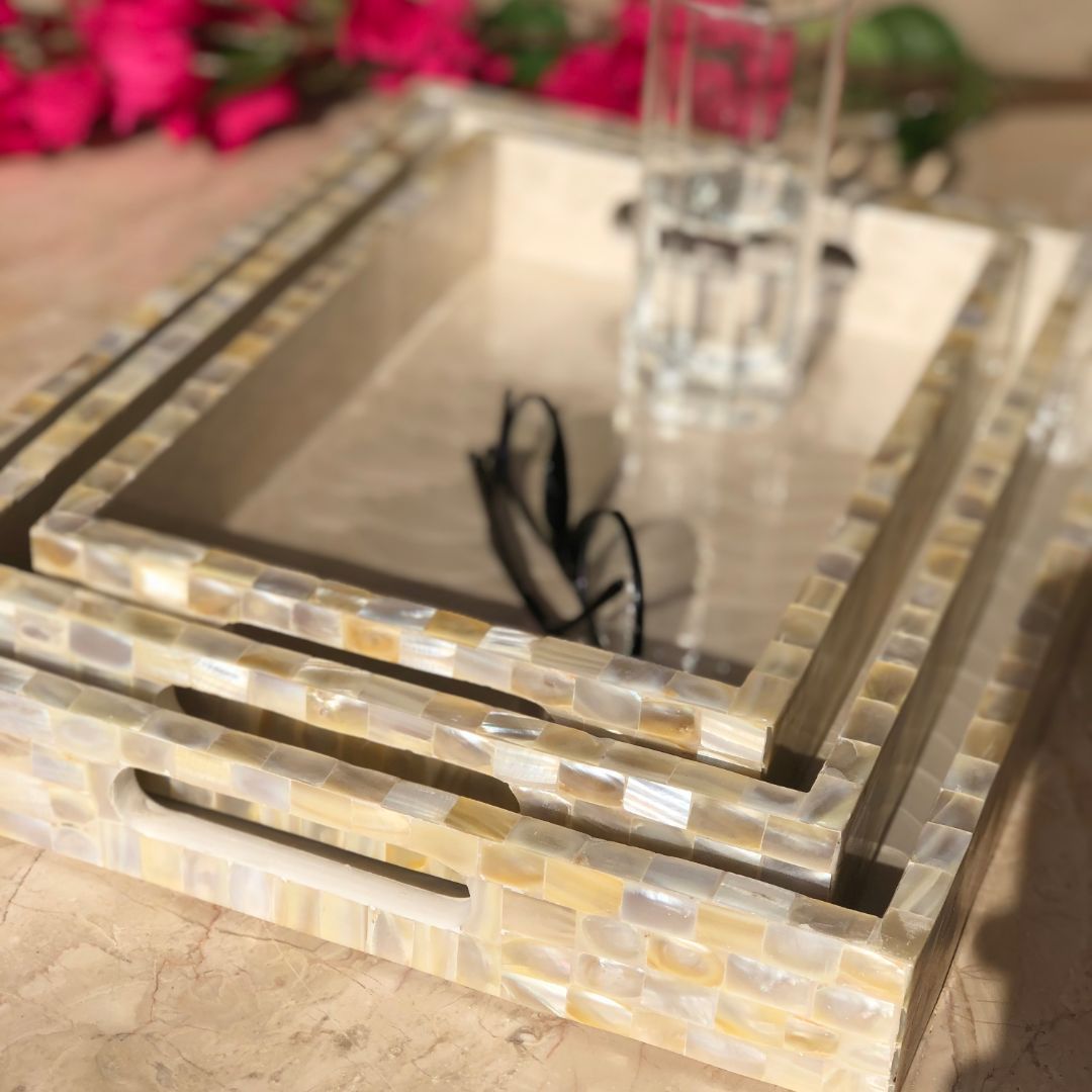 Mother Of Pearl Tray Rectangle (Xl)