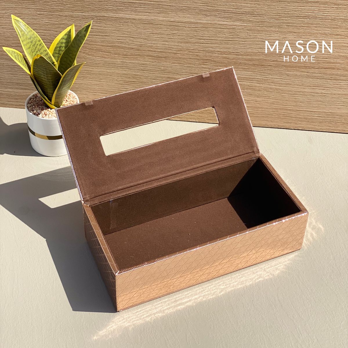 CHEQUERED TISSUE BOX - ROSEGOLD - Mason Home by Amarsons - Lifestyle &amp; Decor