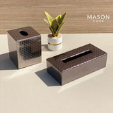 CHEQUERED TISSUE BOX - GUN METAL - Mason Home by Amarsons - Lifestyle & Decor