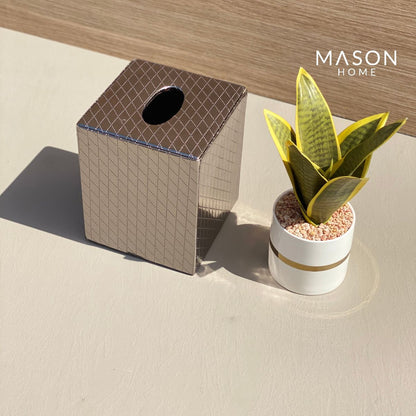 CHEQUERED TISSUE BOX - GUN METAL - Mason Home by Amarsons - Lifestyle &amp; Decor