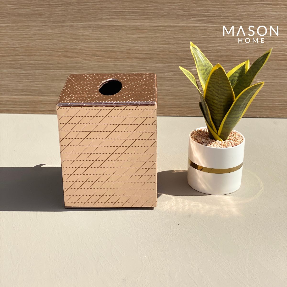 CHEQUERED TISSUE BOX - ROSEGOLD - Mason Home by Amarsons - Lifestyle &amp; Decor