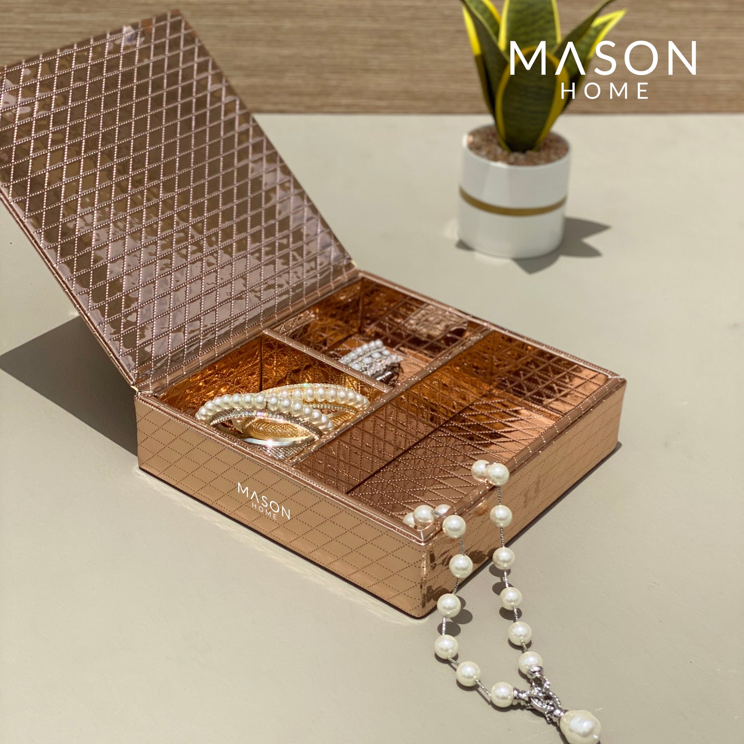 MULTIPURPOSE ACCESSORIES BOX - ROSE GOLD - Mason Home by Amarsons - Lifestyle &amp; Decor